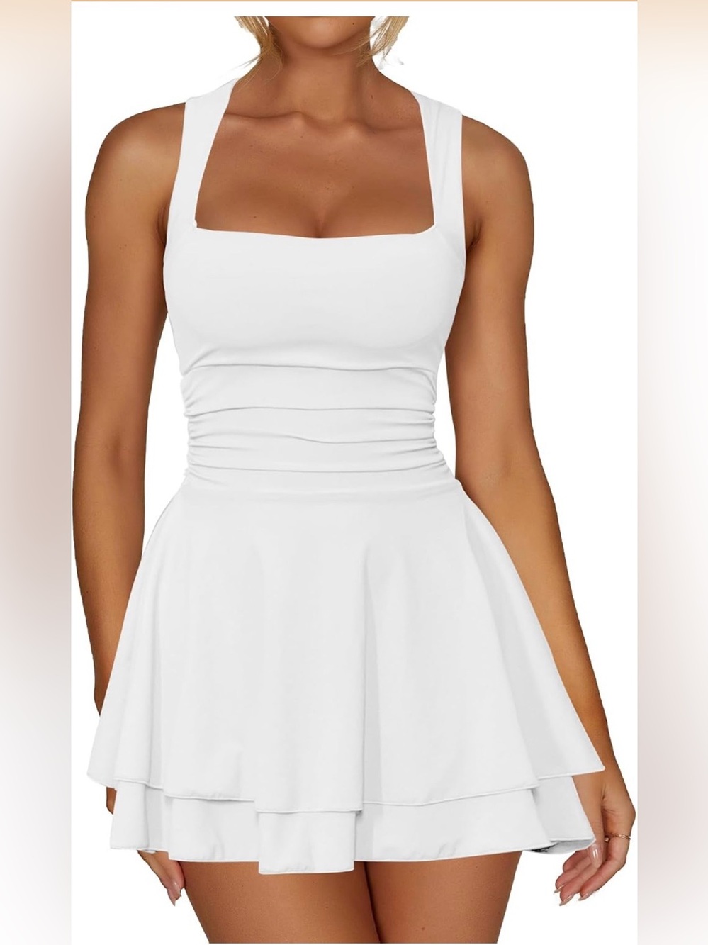 NWOT Kaximil White Square Neck Fit and Flare Dress size XS